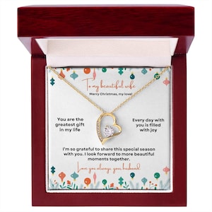 Per mia moglie, regalo di Natale per moglie, collana di lusso con biglietto di auguri e scatola regalo, anniversario, sentimentale, il miglior regalo di Natale per moglie