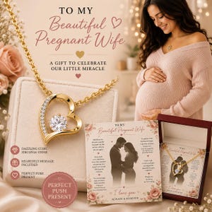 Pregnant Wife Gift From Husband, Mom To Be Necklace, Push Present For Wife, Pregnancy Gift, To My Beautiful Pregnant Wife Jewelry