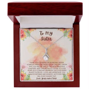 Collana "A mia sorella" con biglietto con messaggio e scatola regalo, regalo per sorella da fratello, anniversario, regalo per sorella maggiore, sentimentale, regalo di compleanno per sorella
