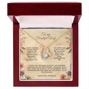 Para minha esposa, presentes para esposa no dia dos namorados, colar de luxo com cartão de mensagem e caixa de presente, aniversário, sentimental, melhores presentes de dia dos namorados