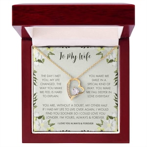 An meine Frau Geschenke für Frau zum Valentinstag Luxus-Halskette mit Message Card & Geschenk-Box, Jubiläum, Sentimental, bestes Geschenk für Frau