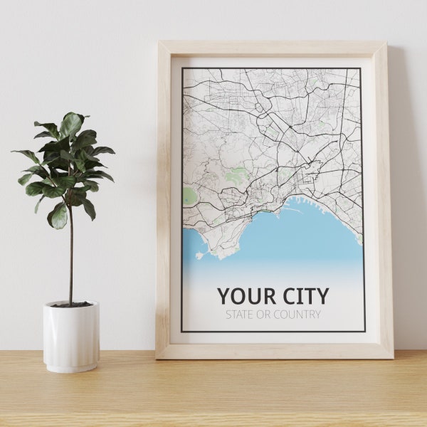 Mapa de ciudad / Mapa personalizado / Cuadro de mapa / Mapa de ciudad / Mapa en color / Cuadro de ciudad / Regalo de aniversario / Natural
