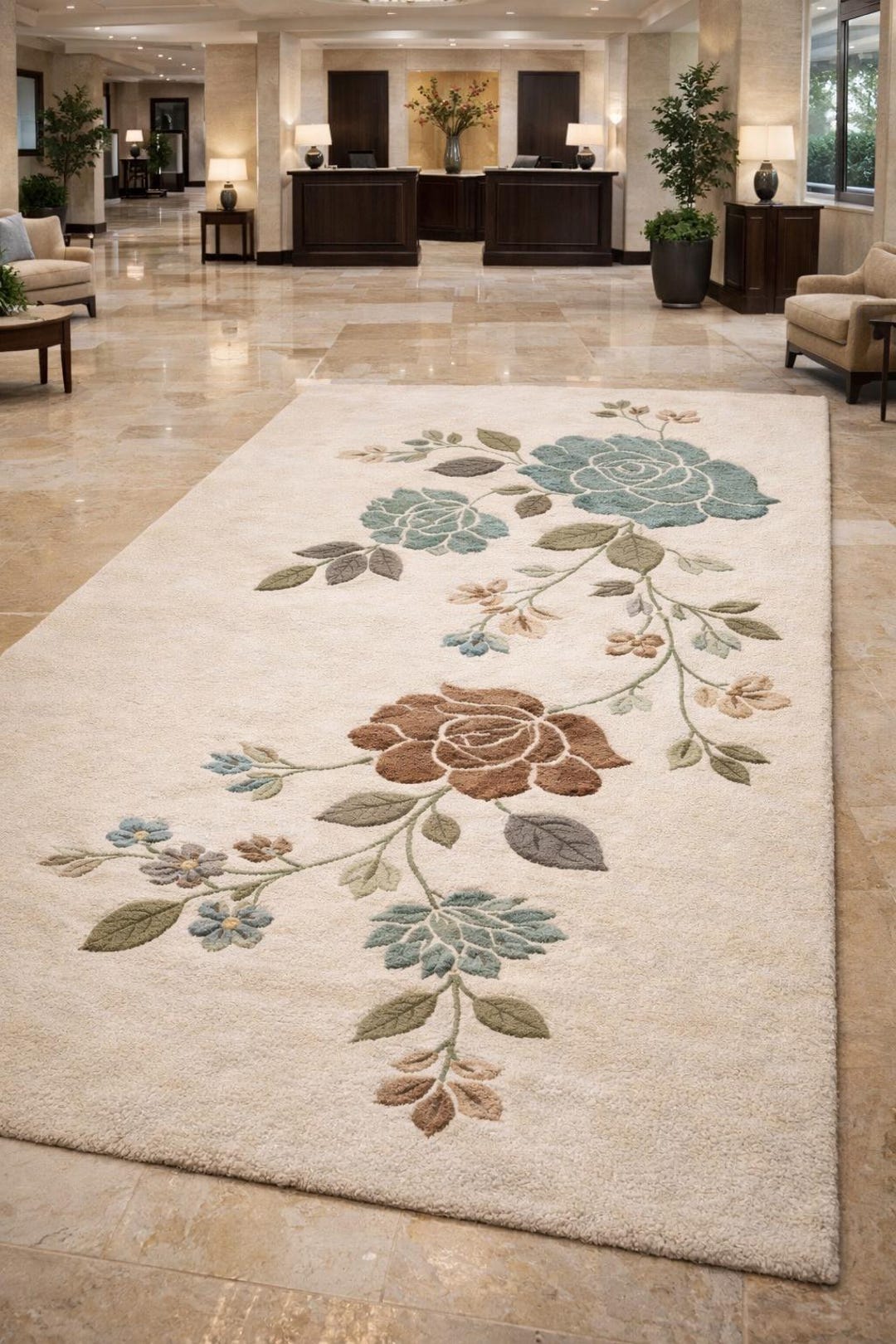 Floral Elegance Hand-tufted Area Rug in Contemporary Living Space - Etsy