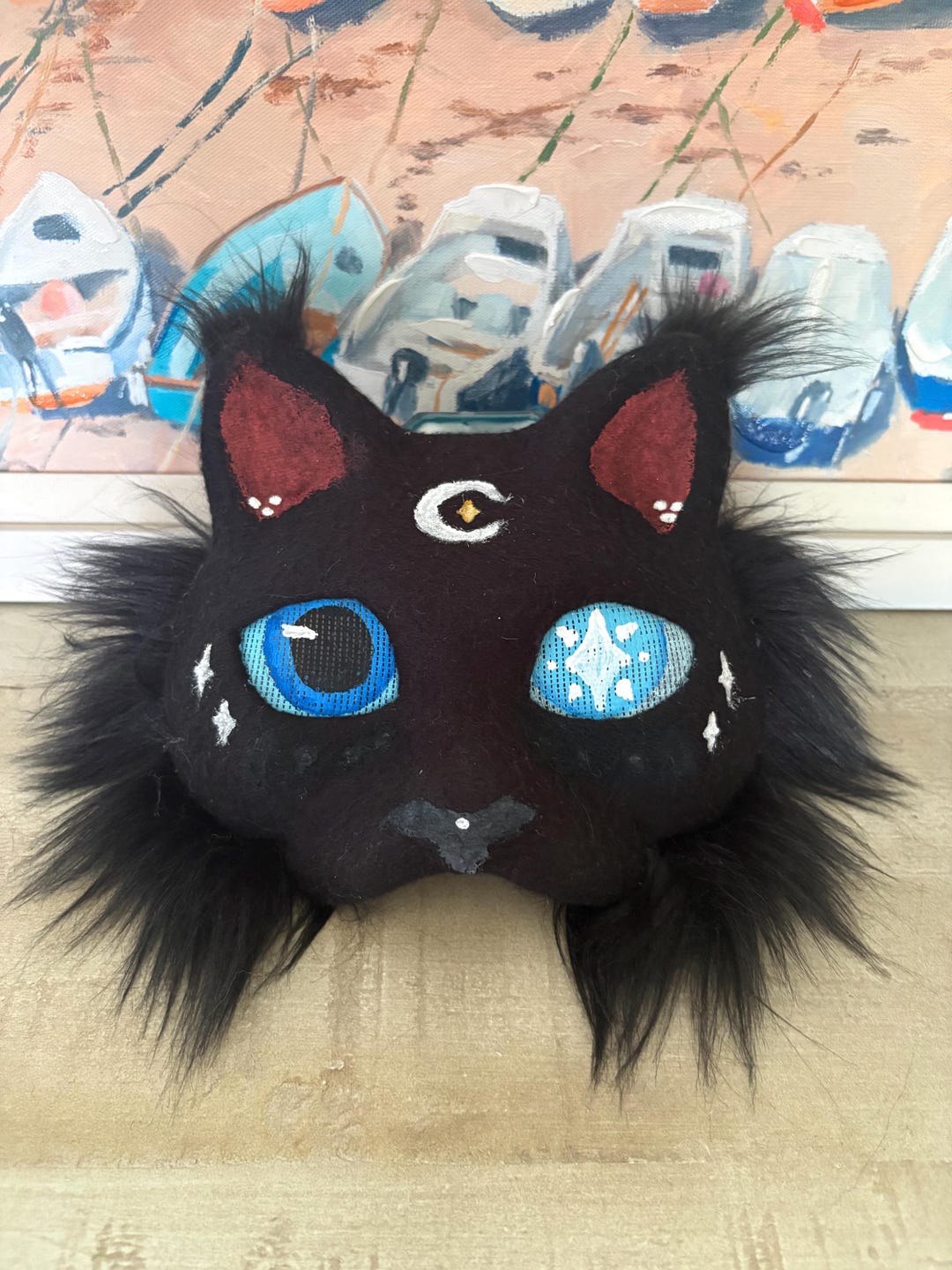 Black Moon and Star Therian Cat Mask for Renfair Quadrobics Warrior ...