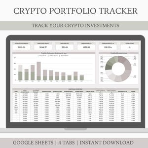 Crypto Portfolio Tracker | Investment Tracker | Cryptocurrency Portfolio Spreadsheet | Crypto Investments Dashboard | Crypto Google Sheets