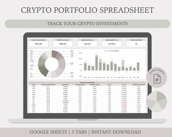 Feuille de calcul du portefeuille crypto | Suivi des investissements | Tableau de bord des investissements dans les crypto-monnaies | Outil de suivi du portefeuille de placements Google Sheets