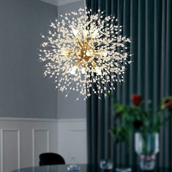 Dandelion Pendant Light - Modern Snow Flakes Hanging Lights - Firework Sputnik LED Chandelier - Glass Lighting Fixture - Home Decor