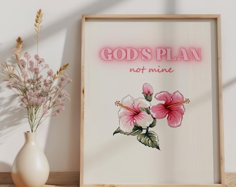 Arte imprimible "El plan de Dios, no el mío" / Decoración bíblica para habitación / Impresiones de confianza divina / Estética del plan de Dios