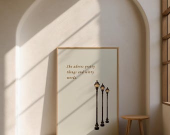 Impresión de arte de pared "Ella adora las cosas bonitas" / Decoración moderna en tonos neutros / Decoración poética del hogar / Estética del hogar con elegancia tranquila