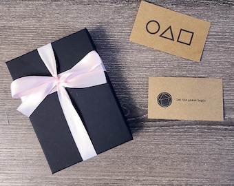 Squid Inspired Game Invitation Business Card Gift Box - Personalized Message