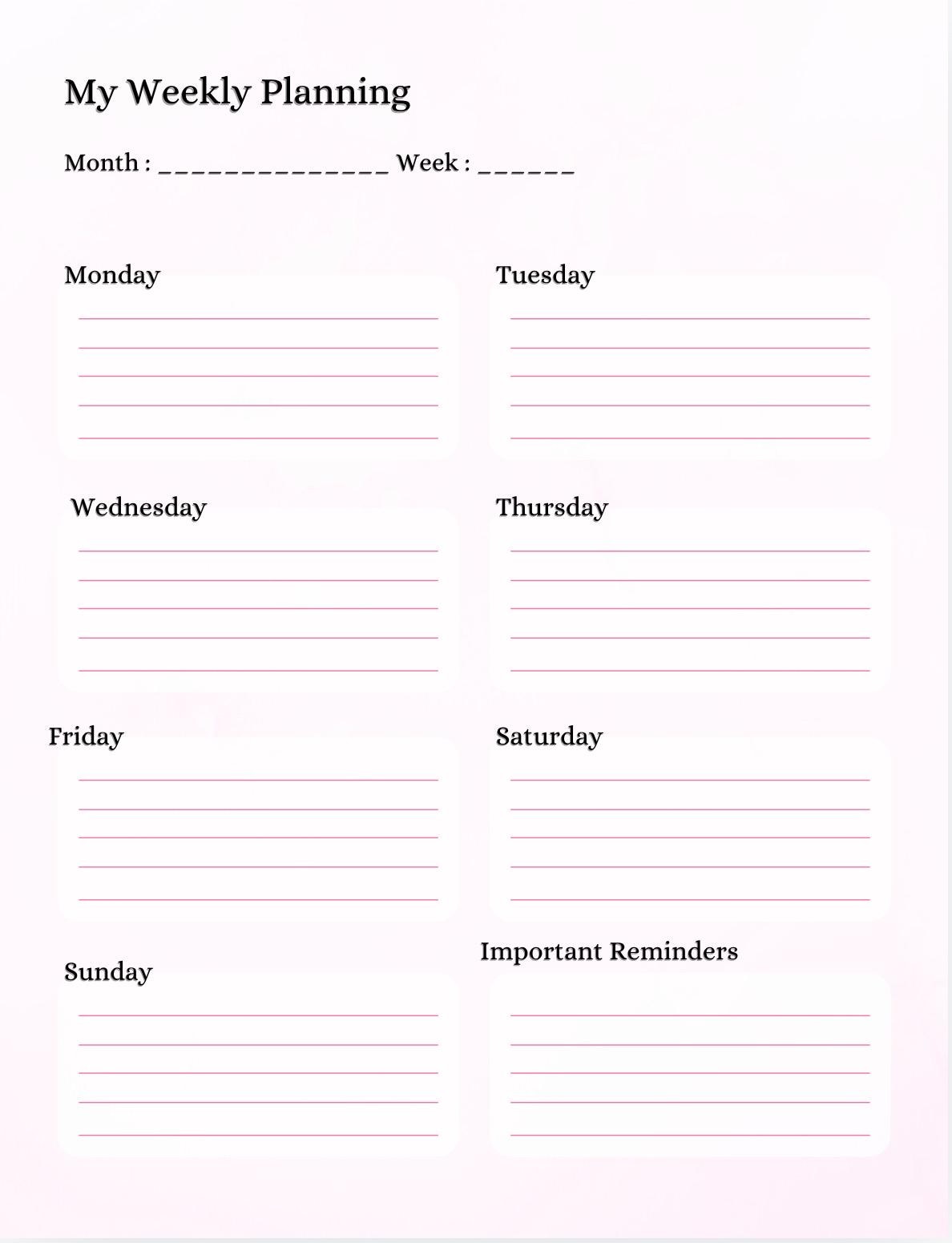 Weekly Planner Printable to Do List, Weekly Schedule, Weekly Organizer ...