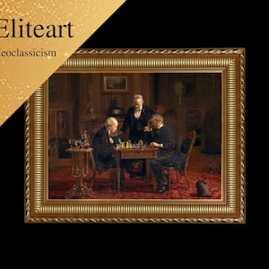ELITEART-The Chess Players Thomas Eakins Oil Painting Reproduction Giclee Wall Art Canvas Prints Framed