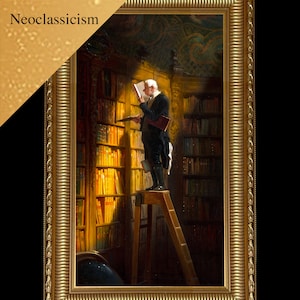 ELITEART-The Bookworm by Carl Spitzweg Oil Painting Reproduction Giclee Wall Art Canvas Prints Framed
