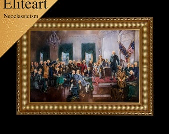 ELITEART- Scene at The Signing of The Constitution of The United States Oil Painting Reproduction Giclee Wall Art Canvas Prints Framed