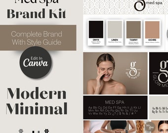 Kit de diseño de logotipo para spa médico, estilo minimalista (Canva editable)