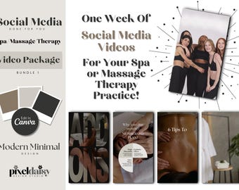 Descarga digital de la plantilla Canva de contenido de video para marketing en redes sociales para spa o terapia de masajes.