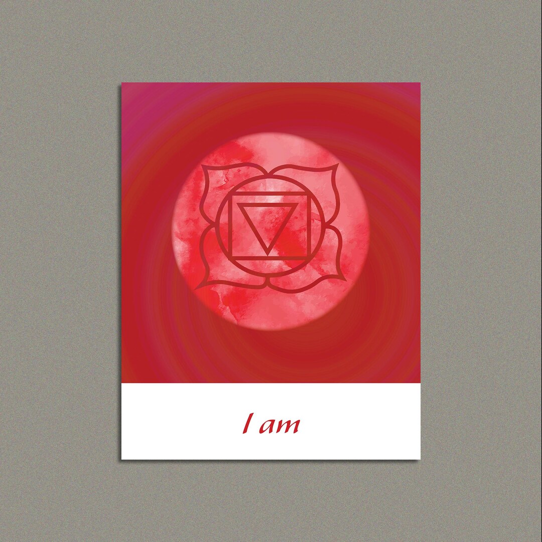 Red Root Ritual Red Root Chakra Wall Art Meditative Yoga Symbols Print Calming Image ...