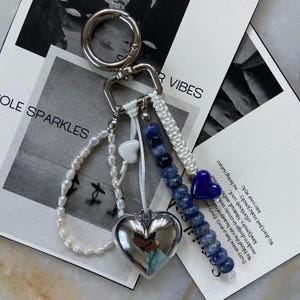 Gemstone Beaded Bag Charm, Pearl Bag Chain, Aesthetic Keychain, Cool Keychain, Purse Charm, Cute Keychain, Bag Accessories, Gift for Her