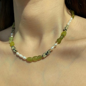 Baroque Pearl Gemstone Beaded Necklace, Genuine Peridot Necklace, Dainty Necklace, Delicate Real Pearl Necklace, Valentines Day Gift for Her