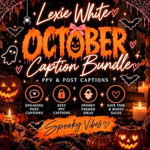 Pacchetto di didascalie OnlyFans / Didascalie per contenuti di Halloween di ottobre / Pacchetto di 10 didascalie PPV + oltre 50 didascalie per post e contenuti a goccia / Modello per creatori