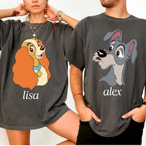 Comfort Colors® Lady And The Tramp Couples Shirt, Custom Disney Couple Tee, Disneyland Trip, Disney Family Tee, Disneyland Couple Shirt