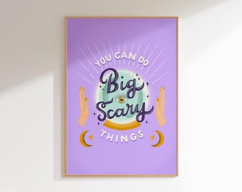 Crystal Ball Art Print: Motivational Dopamine Decor, Purple A4