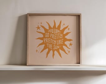 Sun Illustration, Pretty Like The Sun Lyrics Art Print