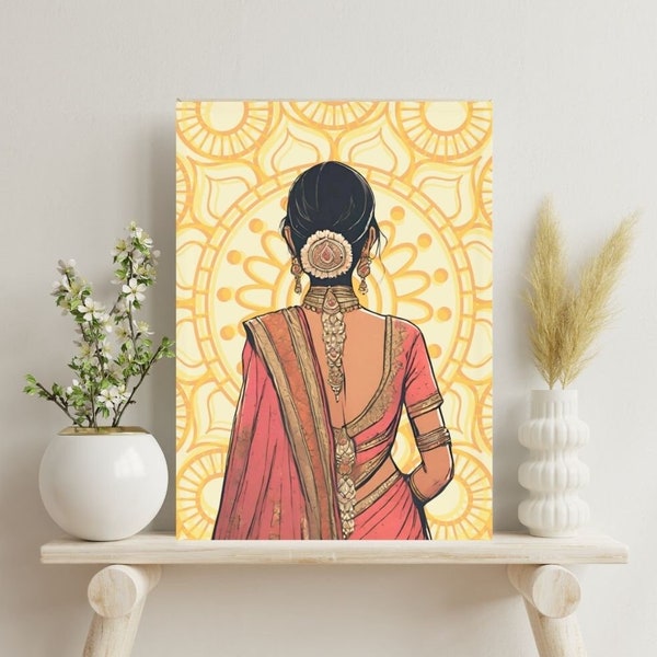 Indian Bride Art South Asian Wedding Art for Indian Bride Desi Art for Brown Girl South Asian Art for Indian Wall Art Decor for Indian Gift