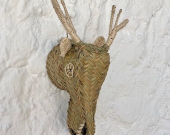 Palm Leaf Spanish Woven Deer Head Mascot Wall Hanging