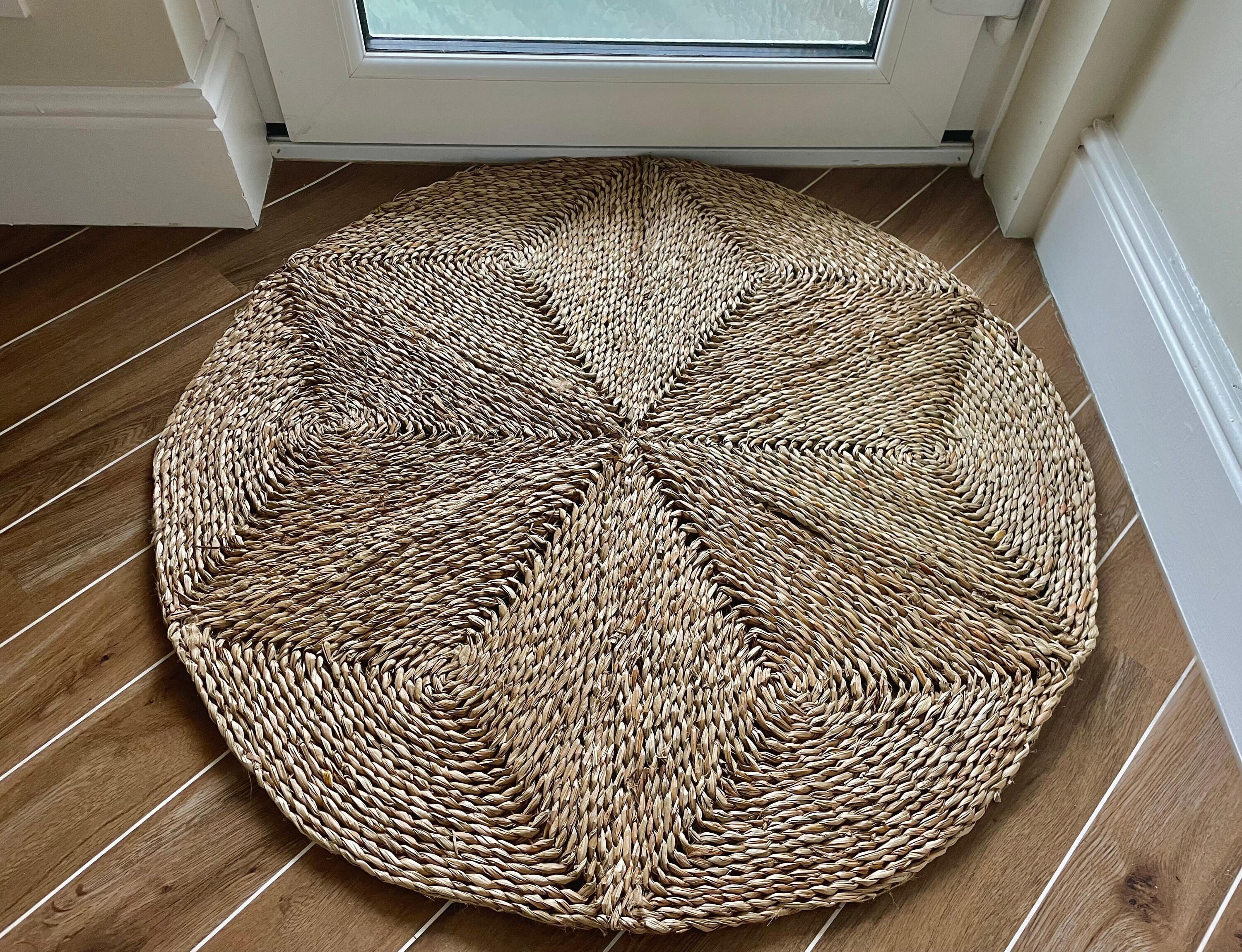 Boho Palm Leaf Woven Artisan Spanish Andalusian Rug Doormat