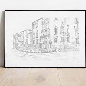 Venice Digital Print | Urban sketch digital print | Architectural landscape drawing | Ready to Print | Home Decor