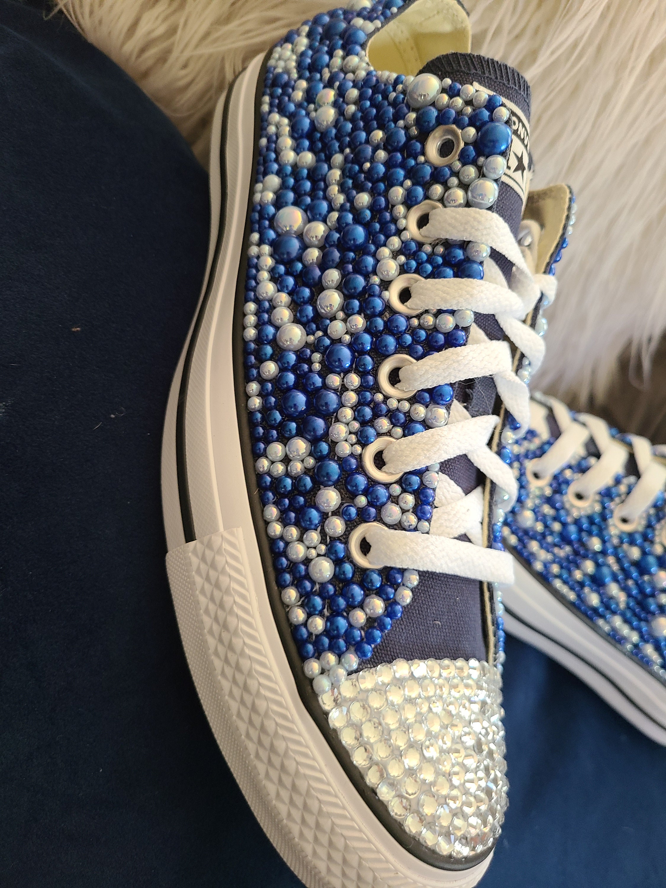 Custom Chucks Bling Sneakers, Custom Shoes, Pearl Chucks, Wedding - Etsy