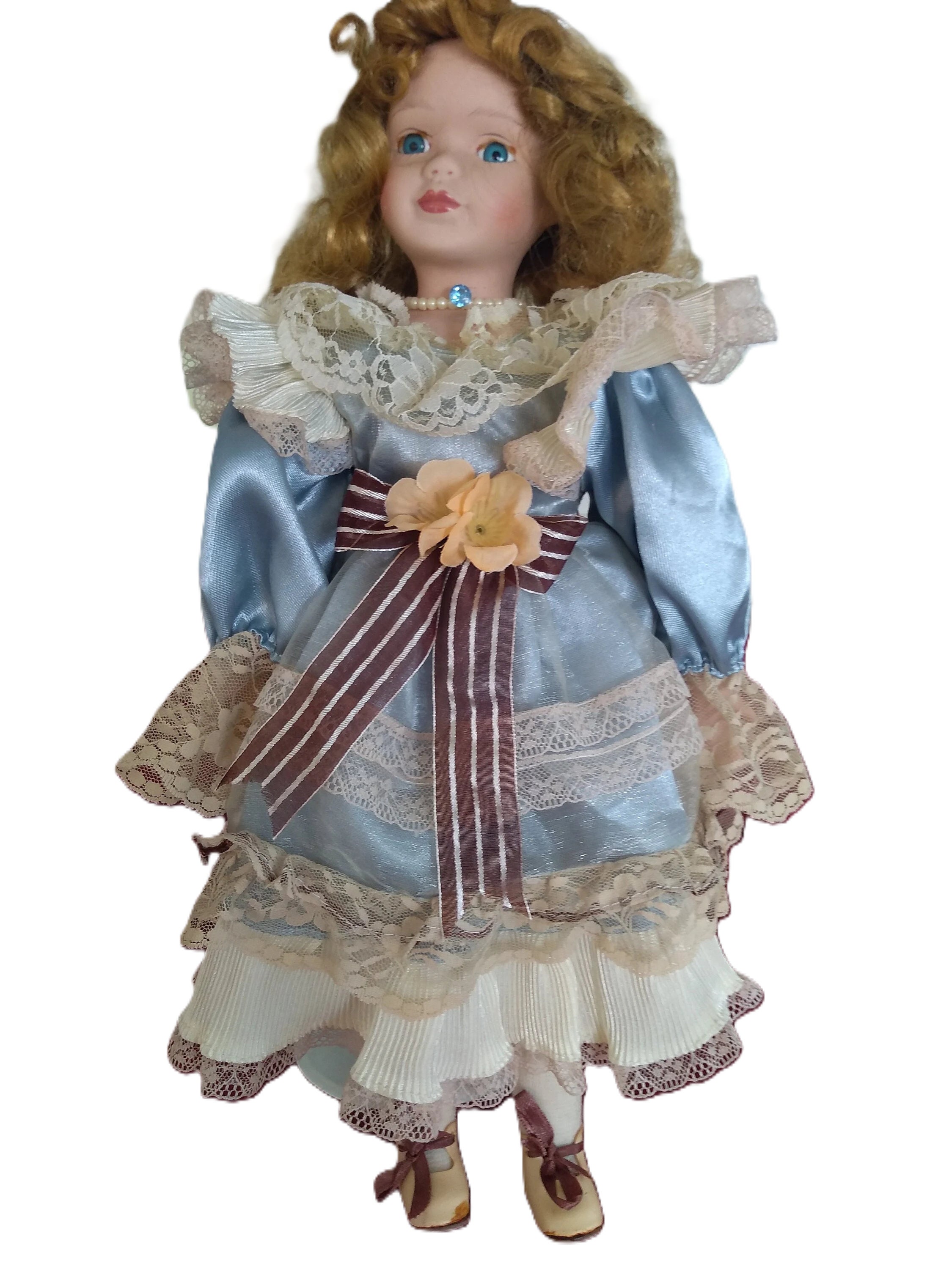 *⑅︎୨୧┈︎ イギリス　ヴィンテージベア︎ アンティークベア　┈ ୨୧⑅︎* Porcelain Leonardo Doll Ginger Curly Hair & Green Eyes Steffi Tag