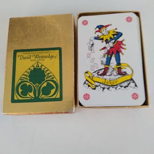 Vintage David Westnedge-speelkaarten. Gemaakt in Engeland. Complete set inclusief bridgescoretabel.