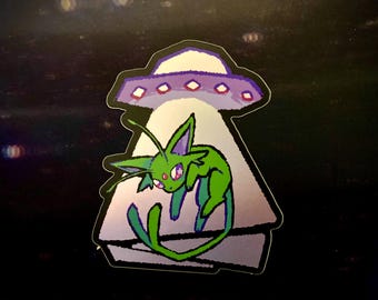 UFO Alien Cat Aufkleber