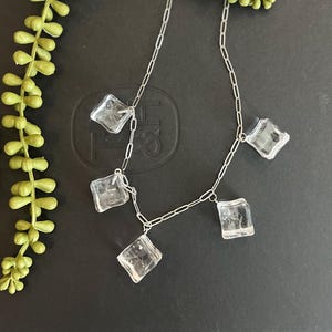 Handmade Ice Cube Necklace: Resin Charm, Stainless Steel Chain