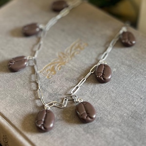 Coffee Bean Charm Necklace, Coffee Necklace, Coffee Lover Gift, Gift for Her, Gift for Him, Coffee Beans, Quirky Necklace, Charm Necklace