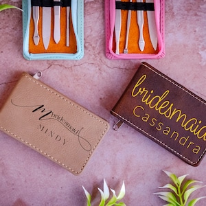 Custom Bridesmaid Manicure Set, Leather Manicure Set, Bridal Shower Gift, Bridesmaid Gift, Grooming Kit, Travel Nail Kit, Anniversary Gift
