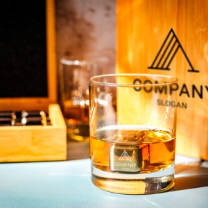 Custom Whiskey Stone Set, Company Logo Engraved Whiskey Set, Whiskey Cooling Stones, Whiskey Gift Set, Personalized Gift, Gift For Coworker