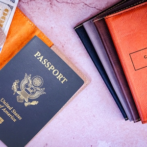 Personalized Leather Passport Holder, Customized Engraved Passport Case Cover, Custom Traveler Gift, Leather Passport Wallet, For Travel