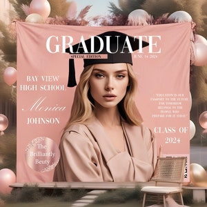 Personalized Graduation Party Backdrop Best Graduation Gift Custom Class of 2025  High School Graduation College Graduation Magazine Style