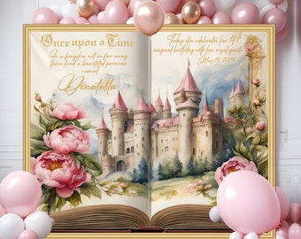 Once Upon a Time Backdrop Princess Birthday Party Decoration Fairytale Storybook Photo booth Royal Medieval First Birthday Vintage Castle