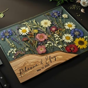 Personalized Glass Charcuterie Board Resin Wood Look Cutting Board Unique Wedding Gift Bridal Shower Gift Engagement Gift Anniversary Gift
