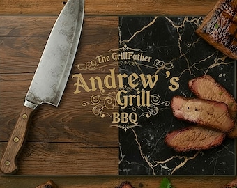 Grilling Cutting Board, Personalized Father's Day Gift for Him, BBQ Gift for Men's Birthday, Dad Gift, Grandpa Gift, Grill Customized Board