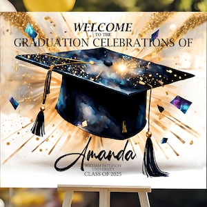Custom Graduation Welcome Sign High School Best Graduation Gift Personelsizde Graduation Party Backdrop Class of 2025 | College Graduation