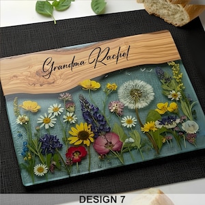 Personalized Glass Charcuterie Board Resin Wood Look Cutting Board Unique Wedding Gift Bridal Shower Gift Engagement Gift Anniversary Gift Design #7