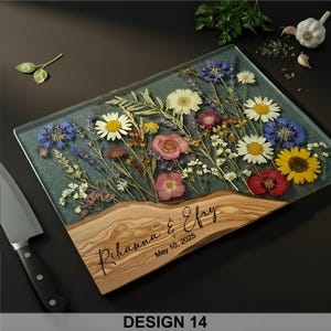 Personalized Glass Charcuterie Board Resin Wood Look Cutting Board Unique Wedding Gift Bridal Shower Gift Engagement Gift Anniversary Gift Design #14