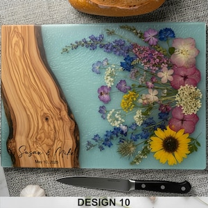 Personalized Glass Charcuterie Board Resin Wood Look Cutting Board Unique Wedding Gift Bridal Shower Gift Engagement Gift Anniversary Gift Design #10