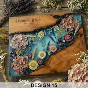 Personalized Glass Charcuterie Board Resin Wood Look Cutting Board Unique Wedding Gift Bridal Shower Gift Engagement Gift Anniversary Gift Design #15