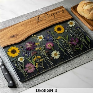 Personalized Glass Charcuterie Board Resin Wood Look Cutting Board Unique Wedding Gift Bridal Shower Gift Engagement Gift Anniversary Gift Design #3